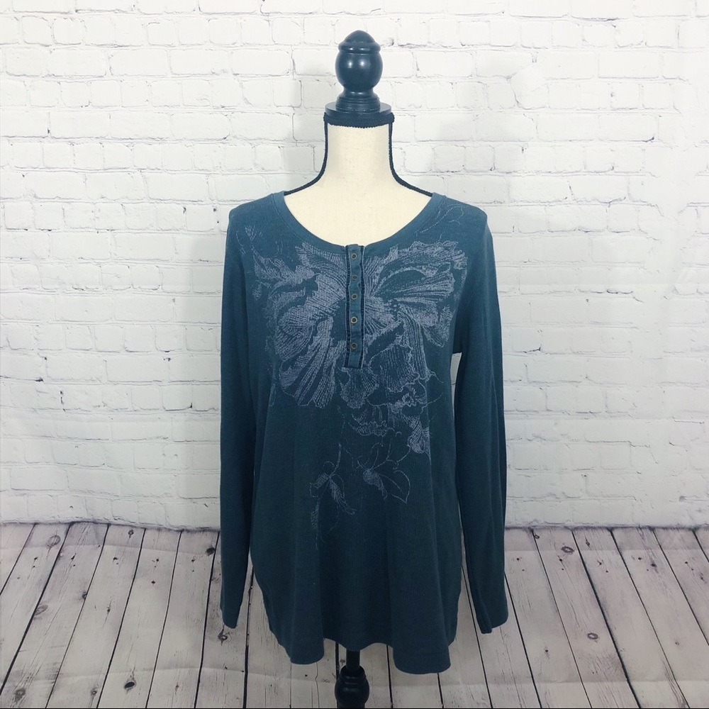 Eddie Bauer Blue Long Sleeve Top Size XXL